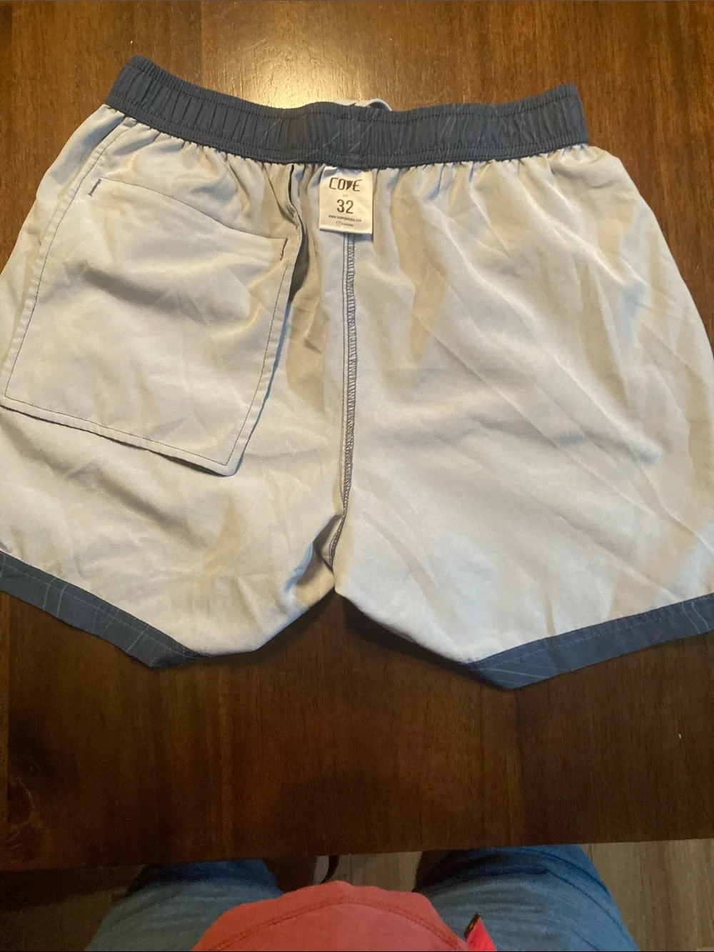 Cove Blue Swim Trunks with White Drawstring